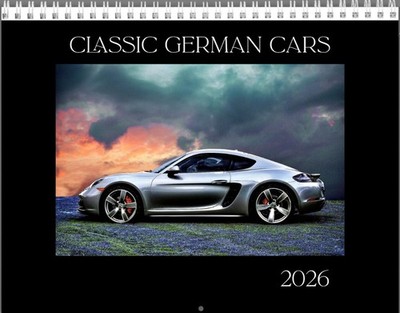 2026 Classic German Cars -  12-month Hanging Wall Calendar. Free shipping.