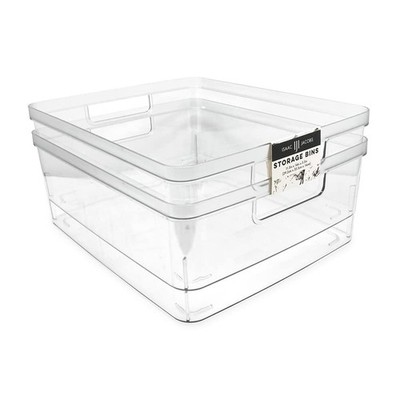 Isaac Jacobs 2-Pack Large Clear Storage Bins (11.5  L x 14  W x Large, 