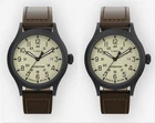 Lot of 2 Timex Men's T49963 Expedition Scout 40mm Leather Strap Watch