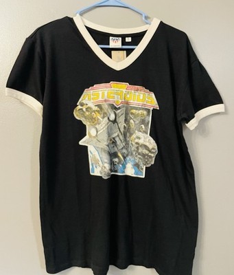 Retro Vintage Asteroids V-Neck Ringer T Shirt Atari Arcade Game Medium Junk Food