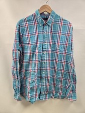 Crown  Ivy Shirt Mens XL Teal Red Plaid Button Down Long Sleeve Classic Fit
