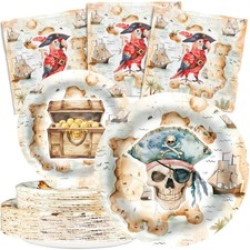 Pirate Birthday Party Supplies 40 Guests Treasure Map Plates Napkins Set