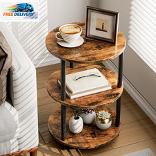 Small round Coffee Table - 3 Tier Design Accent Table, Narrow Side or Bedside St
