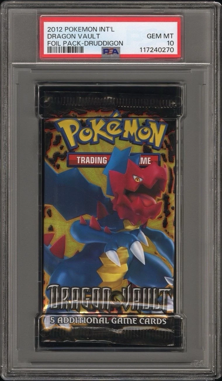 2012 Pokemon Int'l Dragon Vault Druddigon PSA 10 Foil Booster Pack GEM MINT Pop4