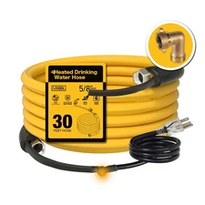 UTOOL 30 FT Heated Water Hose for RV Camper with 90 Degree Elbow, NSF 372 Dri...