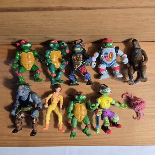 Vintage TMNT Figure Lot Of 10 Teenage Mutant Ninja Turtles Rocksteady Krang