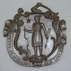 Original Mid 19th Century Massachusetts Coat of Arms Bronze Plaque