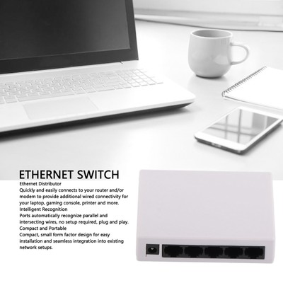 5 Port 10/100Mbps Ethernet Switch Plug And Play Unmanaged Home Network Switc Fit