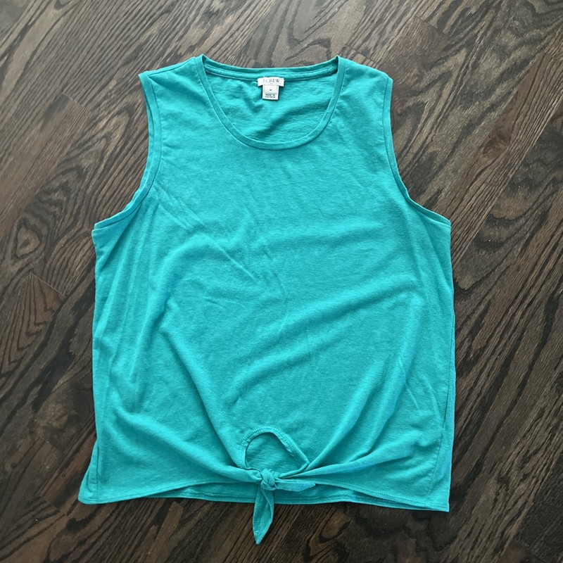 J CREW Teal Blue Tank Top Front Waist Tie Women's Size Medium
