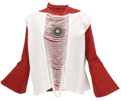 Goa Top, kurzes Ethno StyleTop, Oversize Top - weiß