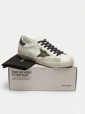 Golden Goose Super-Star Mens 44 11 Green Star Gray SOLD OUT NIB