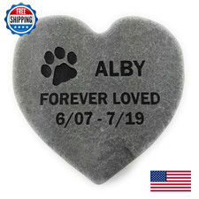 Graphicrocks Pet Memorial Headstone Grave Marker Gray Natural Stone Heart 8 For