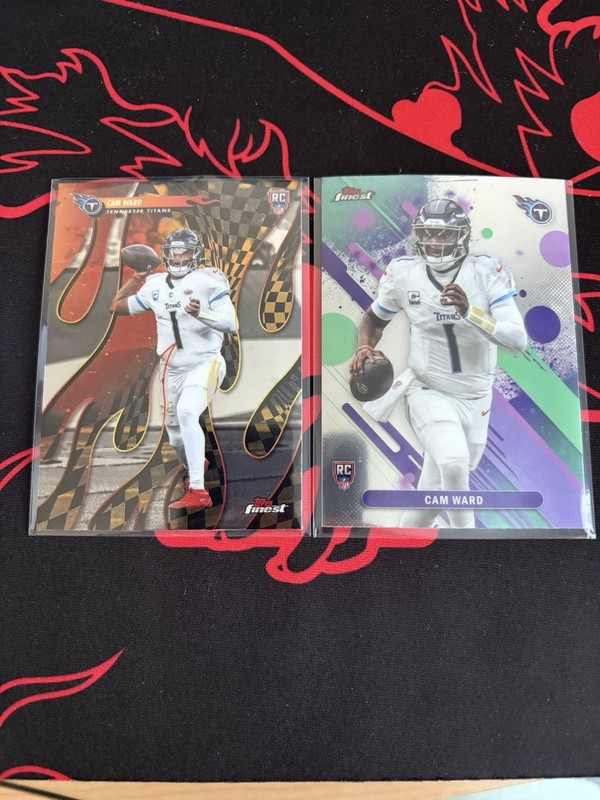 Topps Finest NFL 2025 Rookie 2-Card Lot Cam Ward Common RC & Torchers RC