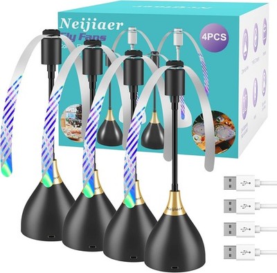 4Pack Fly Fans for Tables, Fly Repellent Fan Indoor Outdoor for Picnic, Party