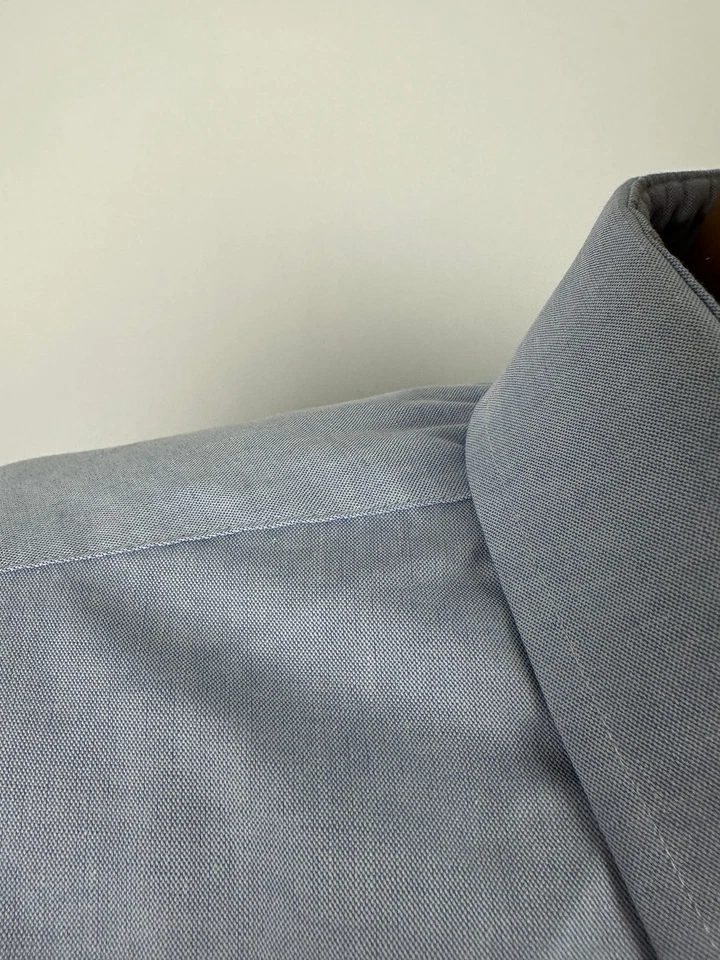 Vintage 90s Oxford Shirt Men XXL Button Up Wrinkle-Resistant Short Sleeve Blue - Image 3 of 4