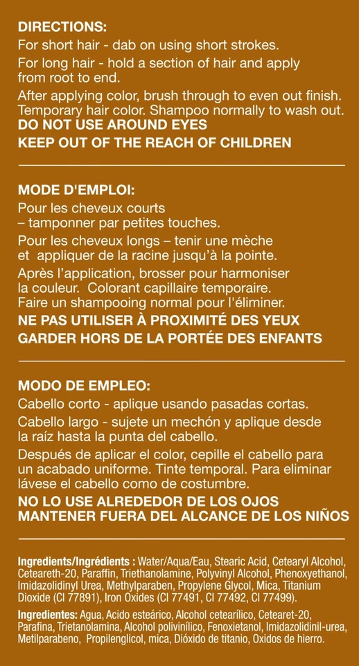 Varita para colorear cabello cobertura gris instantánea tamaño de viaje 3 cuentas 8 tonos disponibles Foto 2 de 4