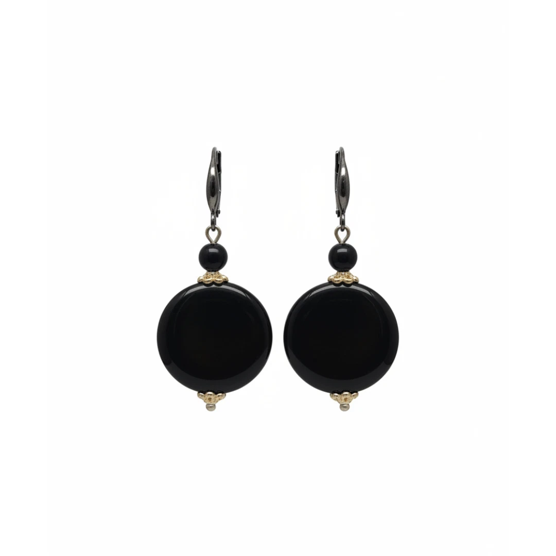 Orecchini Chic in argento placcato oro con onice nero