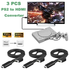 3PCS For Sony PS1/PS2 to HDMI Converter Game Console Audio 1080P Cable Adapter