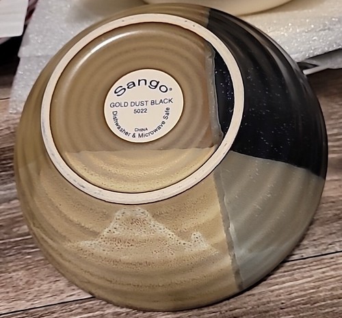 Sango Gold Dust Black 8" Bowl #5022 Stoneware (Discontinued) - Picture 6 of 8