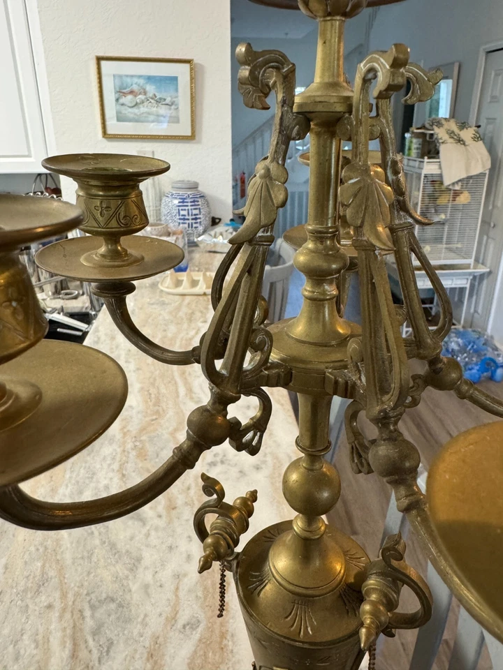 6 candelabros Imperio Francés Continental bronce dorado y mármol oscuro siglo XIX 22,5" h Foto 2 de 4