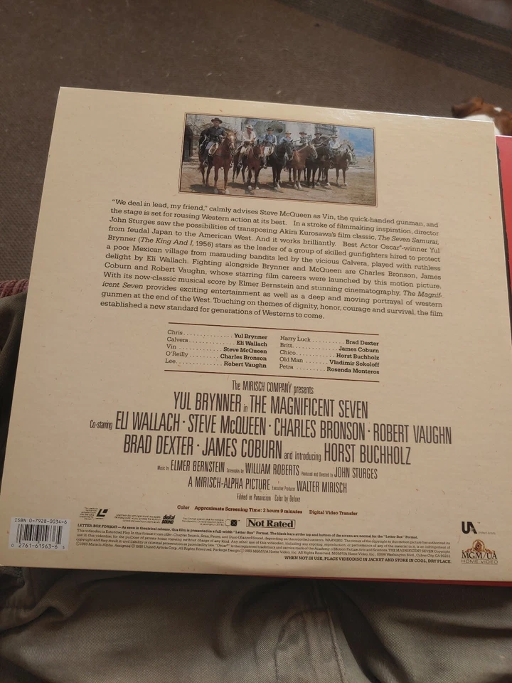 The Magnificent Seven Steve McQueen Laserdisc CAV VG Condition Foto 2 de 4
