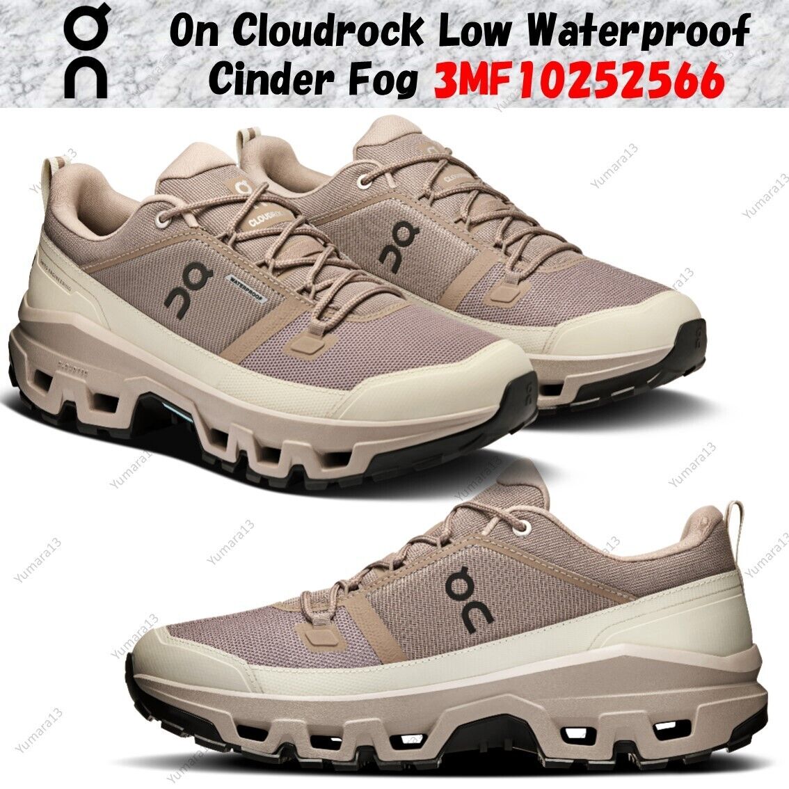 On Cloudrock Low Waterproof Cinder Fog 3MF10252566 Men's On Cloudrock Low Waterproof Cinder Fog 3MF10252566 Men's