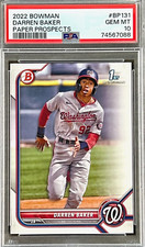 2022 Bowman Darren Baker #BP131 (ROOKIE) PSA 10 GEM MINT (RARE: Population 1)