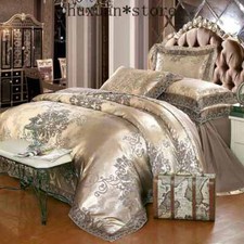 Luxury Jacquard Bedding Set Silk Cotton Duvet Cover Lace Satin Bed Sheet Set Hot