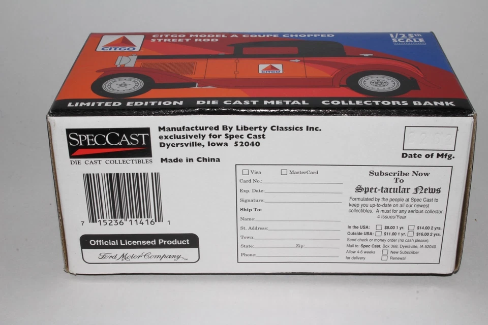 Specast Citgo Model A Ford Chopped Top Coupe Street Rod Bank, Boxed - Image 2 of 4