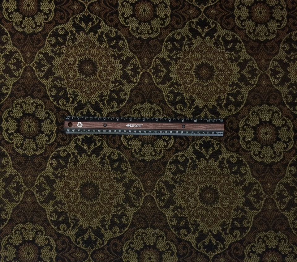 MONEDA GITANA OUTDURA MARRÓN MEDALLÓN FLORAL EXTERIOR INTERIOR TELA JACQUARD POR YARDA Foto 2 de 4