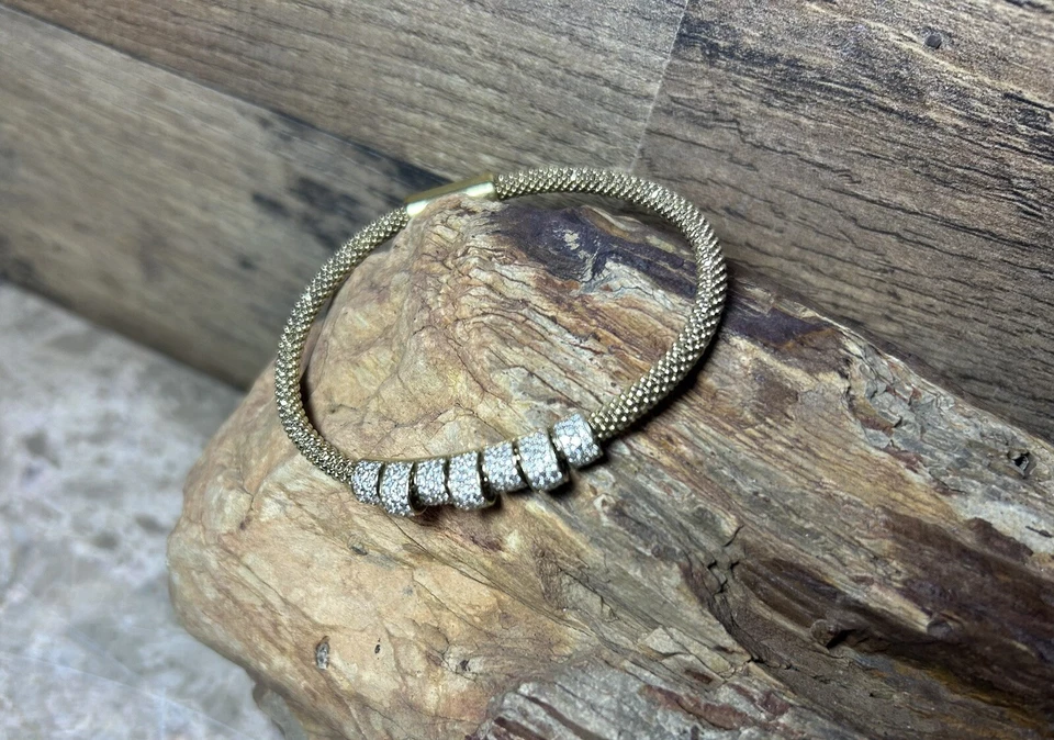 Vicenza 925 Sterling Silver Bracelet With Small  Cubic Zirconia Stones Sz 6 1/2” - image 4 of 4