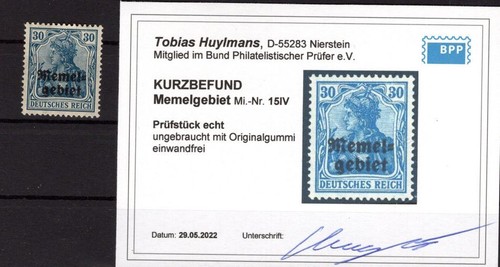 Memel 15IV Abart MH BPP Find Eur (K8203