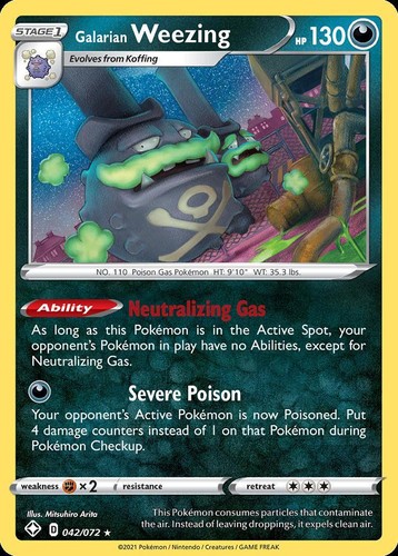 Pokemon Galarian Weezing (42/73) Shining Fates LP REVERSE HOLO