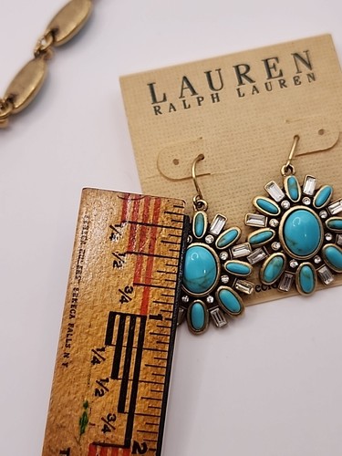 Ralph Lauren Turquoise Necklace & Earring Set Southwest Lauren 16-18" - Picture 12 of 13