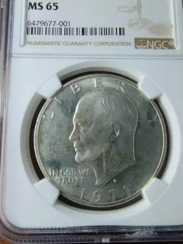 1971 S EISENHOWER SILVER DOLLAR NGC MS65 1st Year Issue UNCIRCULATED 