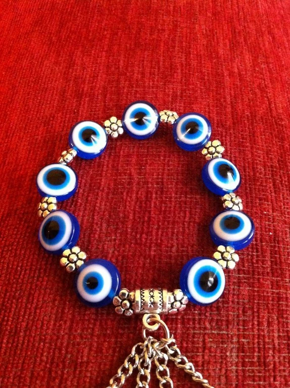Pulsera de cuentas Blue Evil Eye hecha a mano $$ Foto 4 de 4