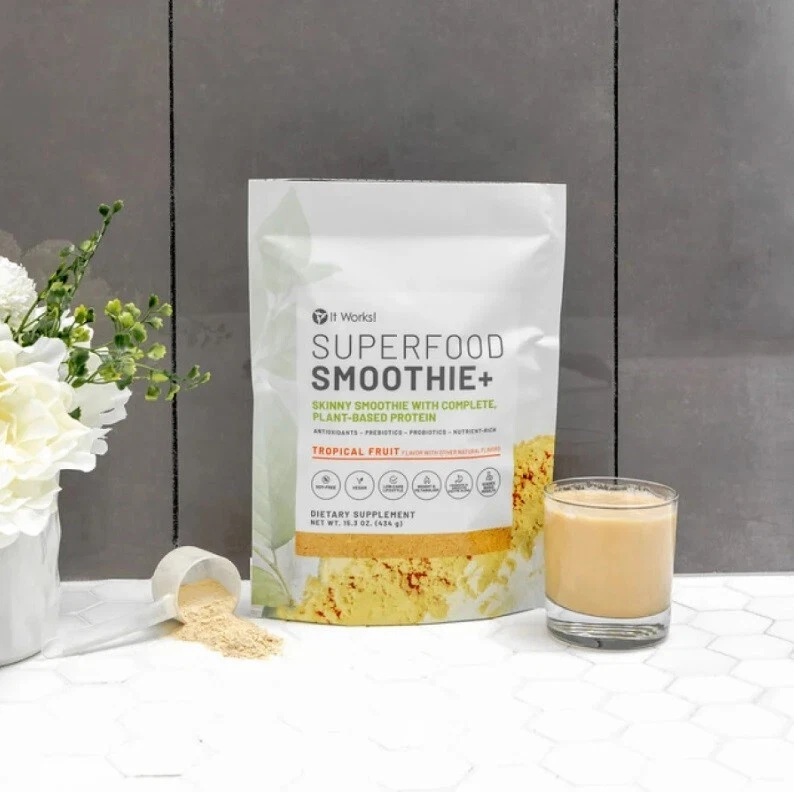 Lote de 7 ¡Funciona! Superalimento SMOOTHIE+ Fruta Tropical Batido Flaco Base Planta Foto 4 de 4