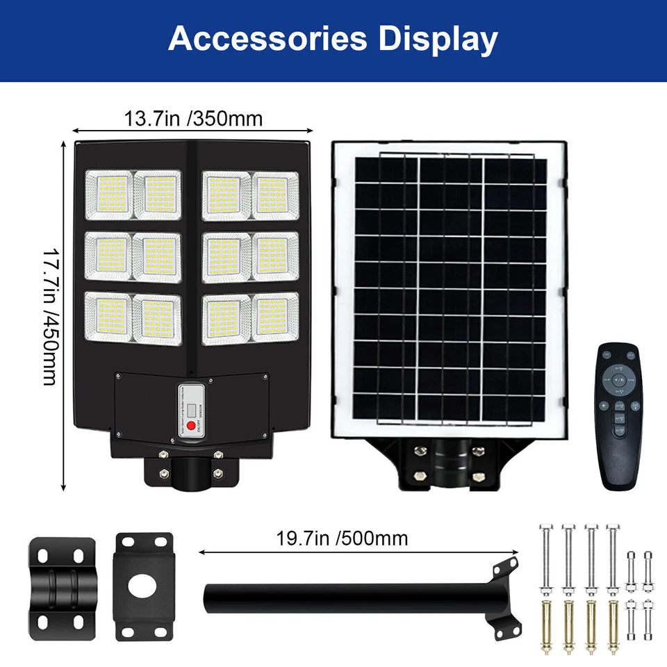 Super Bright LED Solar Street Light Outdoor Security Sensor Dusk to Dawn Lamp - Image 2 of 4
