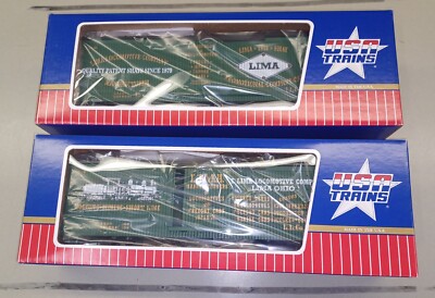 USA TRAINS #R-19038/19039 LIMA LOCOMOTIVE WORKS set WOOD BOX CAR #785 BRAND NEW