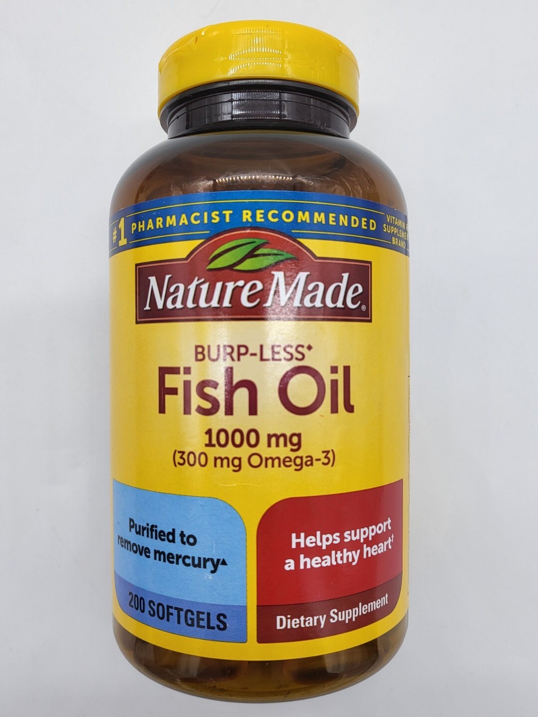 Nature Made Burp Less Fish Oil 1000 mg Softgels, Supplements, Omega 3