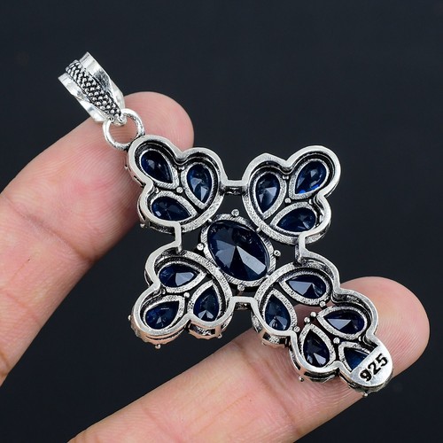 Tanzanite Quartz Gemstone Handmade 925 Sterling Silver Pendant Jewelry For Gifts - Picture 4 of 4