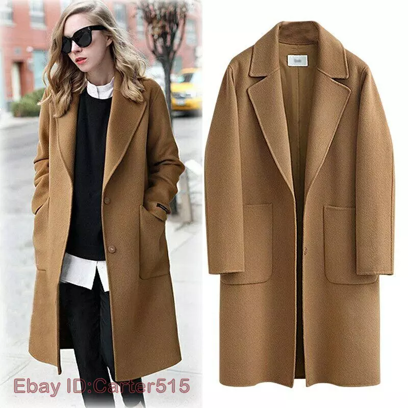 Women Autumn Lapel LongSleeve Warm Mid Long Jacket Winter Coat Parka Plus  Size