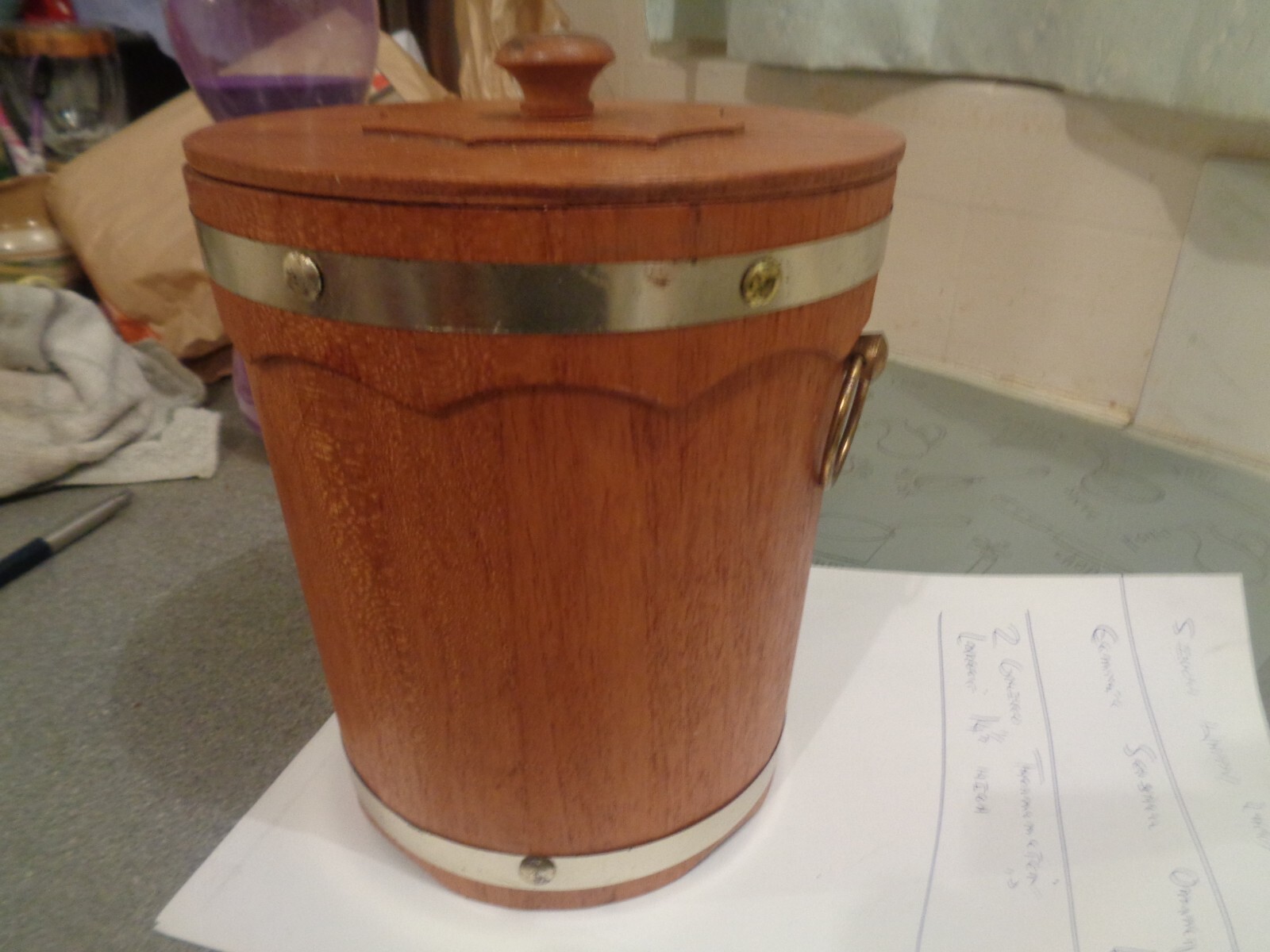 vintage wooden ice bucket, 7 3/4" high eBay