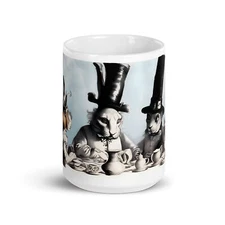 AI Art - Alice in Wonderland Mad Tea Party - White glossy mug - Coffee Tea