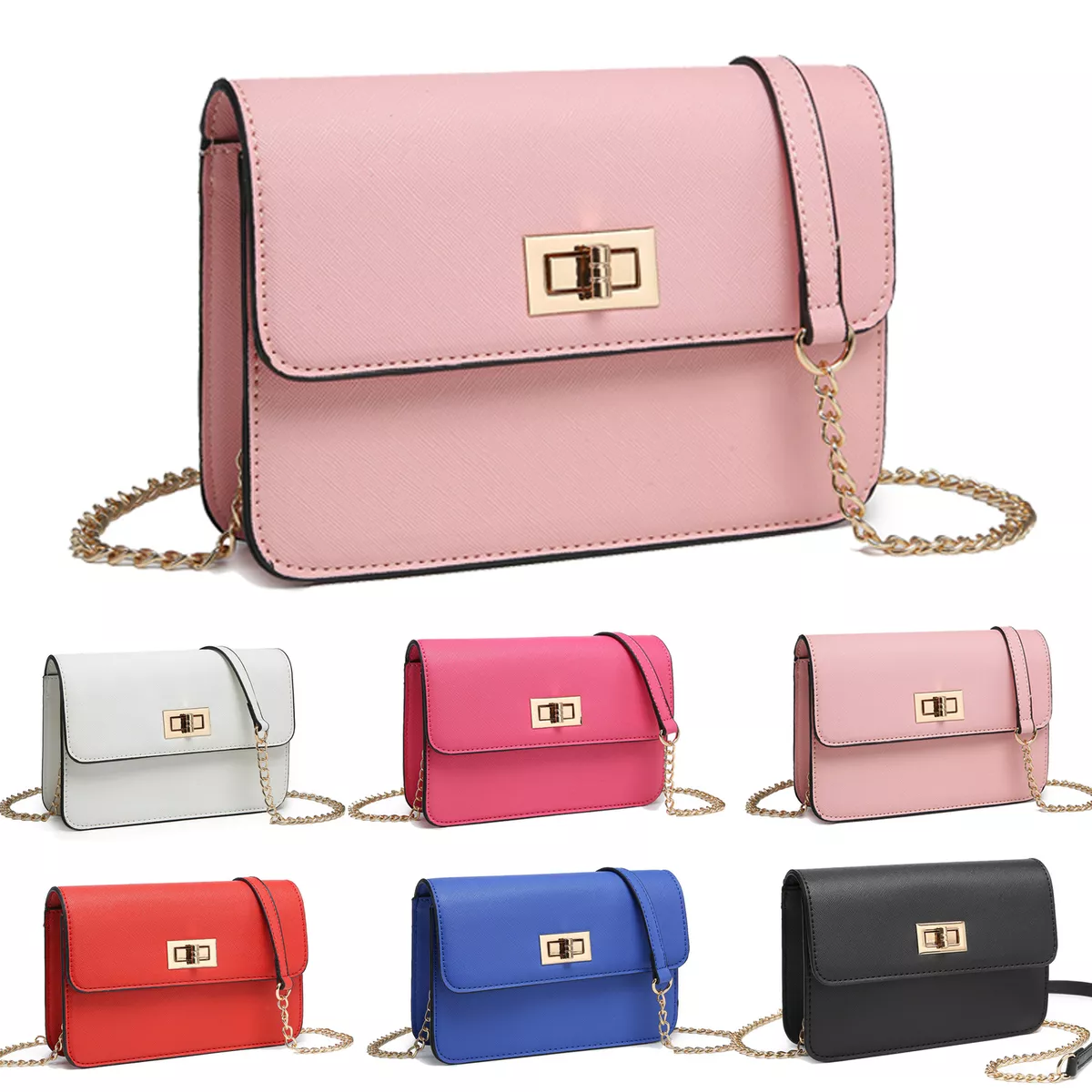 Leather Cute Shoulder Handbag Flap Purse Crossbody Bag with Chain