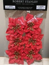NEW ROBERT STANLEY 3" GLITTER POINSETTIA TABLE SCATTER  FILLER  PACK OF 6