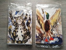 Set of 2 Blank Cards With Envelopes 'Cat' & 'Duck' Design
