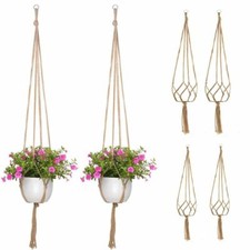 2/4X Plant Hanger Macrame Flower Pot Plant Holder Basket Jute Rope Braided Craft