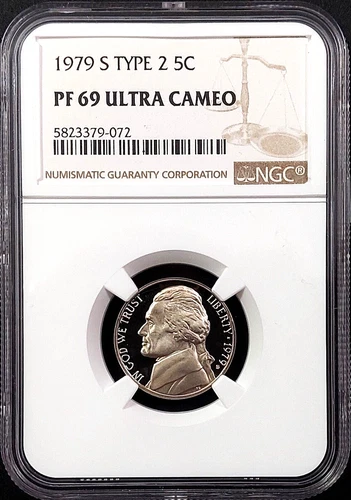 1979 S Type 2 Proof Jefferson Nickel graded PF 69 Ultra Cameo by NGC! sku 79072