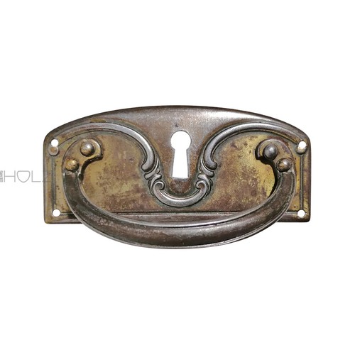 Möbelbeschläge antik alt Jugendstil Messing Griff Schlossblende - Bild 6 von 29